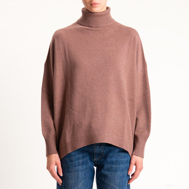 Kontatto-Maglia over collo alto (QS) - nocciola