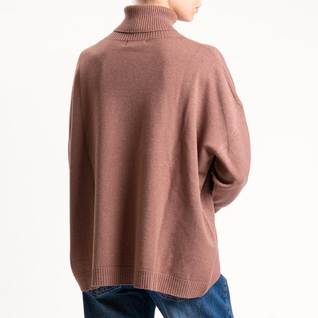 Kontatto-Maglia over collo alto (QS) - nocciola
