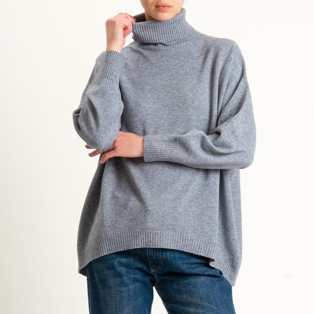 Kontatto-Maglia over collo alto (QS) - grigio melange