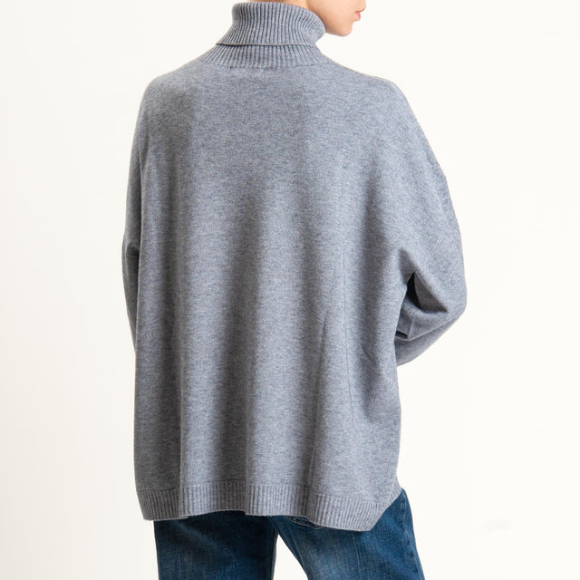 Kontatto-Maglia over collo alto (QS) - grigio melange