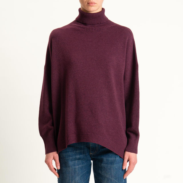 Kontatto-Maglia over collo alto (QS) - melanzana
