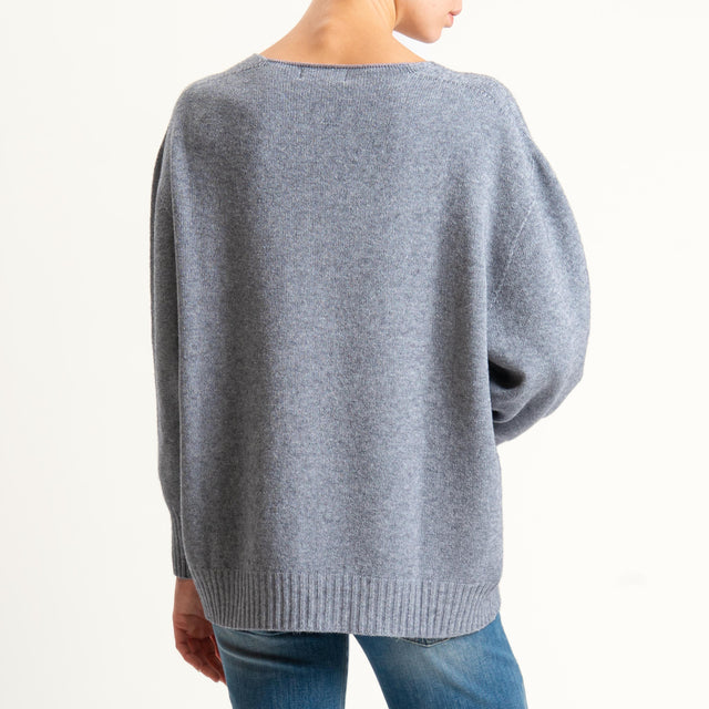 Kontatto-Maglia scatola scollo v (QS) - grigio melange