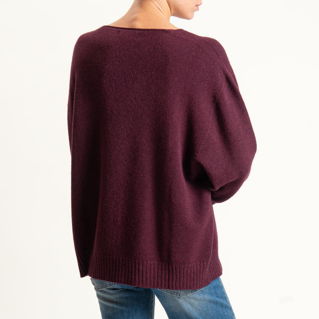 Kontatto-Maglia scatola scollo v (QS) - melanzana