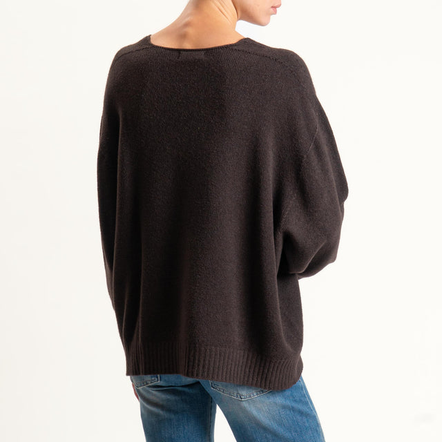 Kontatto-Maglia scatola scollo v (QS) - moro