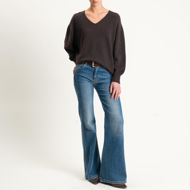 Kontatto-Maglia scatola scollo v (QS) - moro