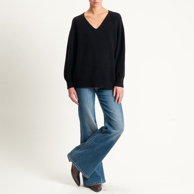 Kontatto-Maglia scatola scollo v (QS) - nero