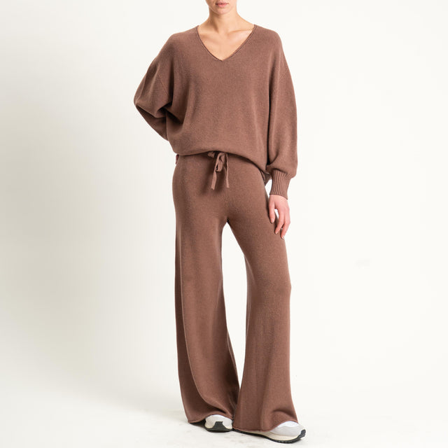 Kontatto-Maglia scatola scollo v (QS) - nocciola