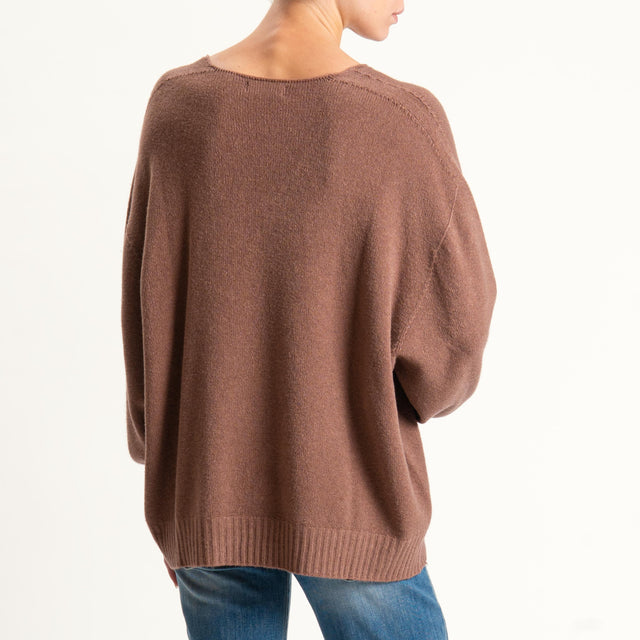 Kontatto-Maglia scatola scollo v (QS) - nocciola