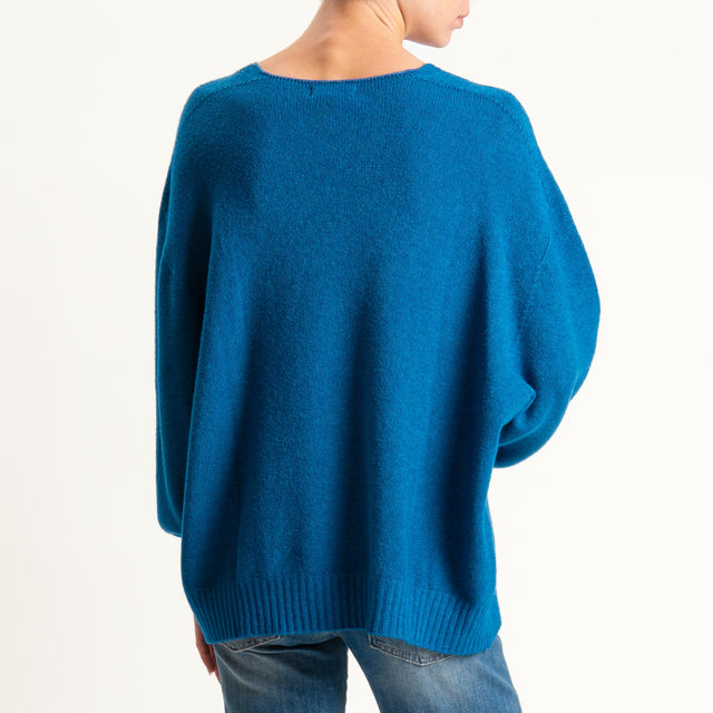 Kontatto-Maglia scatola scollo v (QS) - ottanio