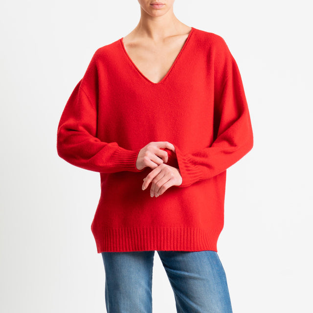 Kontatto-Maglia scatola scollo v (QS) - rosso