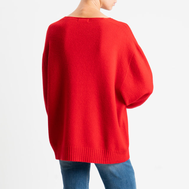 Kontatto-Maglia scatola scollo v (QS) - rosso