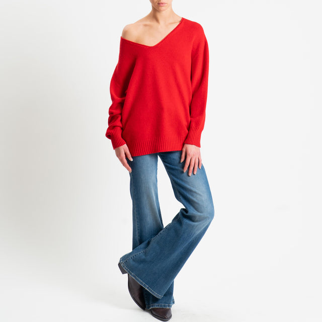 Kontatto-Maglia scatola scollo v (QS) - rosso