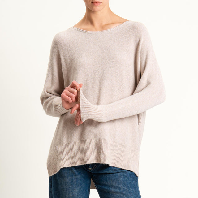Kontatto-Maglia a scatola girocollo (QS) - beige
