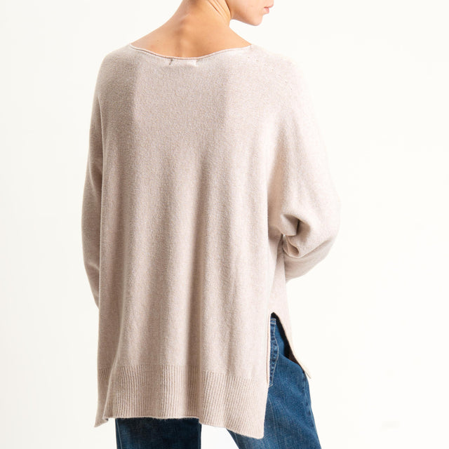 Kontatto-Maglia a scatola girocollo (QS) - beige