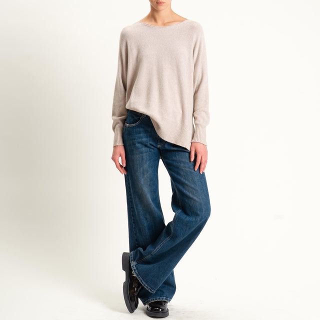Kontatto-Maglia a scatola girocollo (QS) - beige