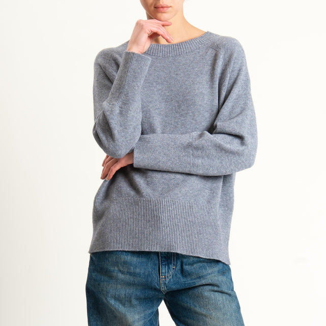 Kontatto-Maglia a scatola girocollo (QS) - grigio melange