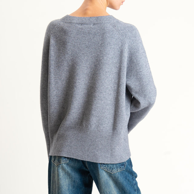 Kontatto-Maglia a scatola girocollo (QS) - grigio melange