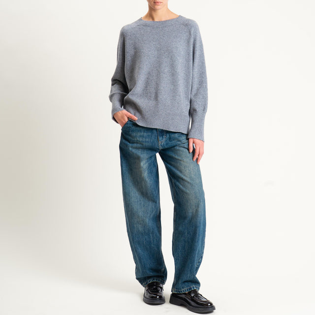 Kontatto-Maglia a scatola girocollo (QS) - grigio melange