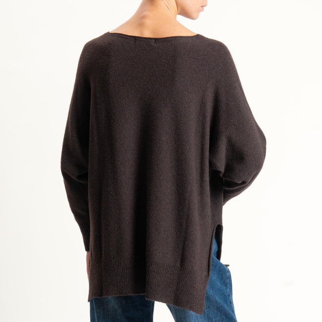 Kontatto-Maglia a scatola girocollo (QS) - moro