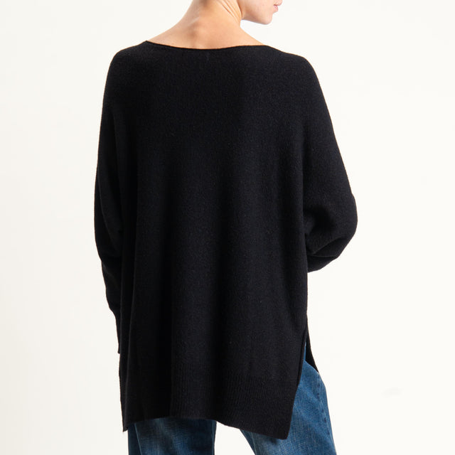 Kontatto-Maglia a scatola girocollo (QS) - nero
