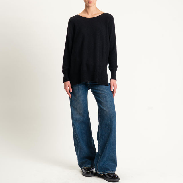 Kontatto-Maglia a scatola girocollo (QS) - nero