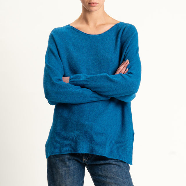 Kontatto-Maglia a scatola girocollo (QS) - ottanio