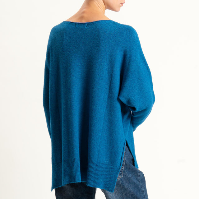 Kontatto-Maglia a scatola girocollo (QS) - ottanio