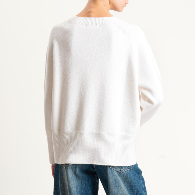 Kontatto-Maglia a scatola girocollo (QS) - panna