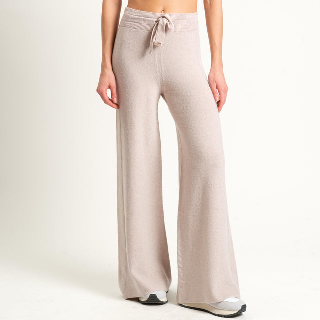 Kontatto-Pantalone in maglia punto riso (QS) - beige