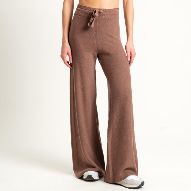 Kontatto-Pantalone in maglia punto riso (QS) - nocciola