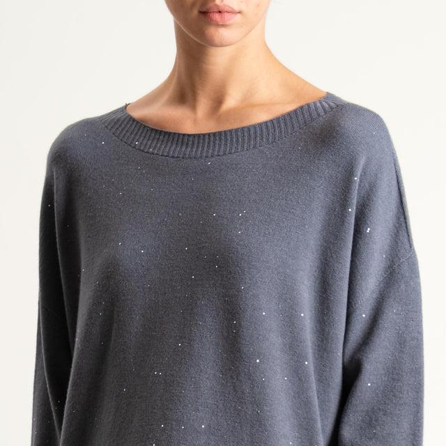 Kontatto-Maglia girocollo con micro paillettes - lavagna
