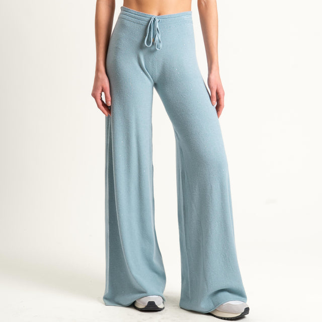 Kontatto-Pantalone con micro paillettes - acqua