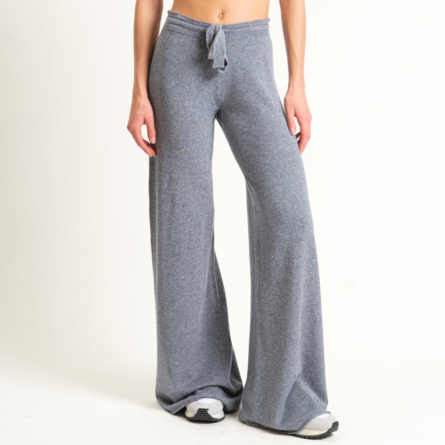 Kontatto-Pantalone con micro paillettes - grigio melange