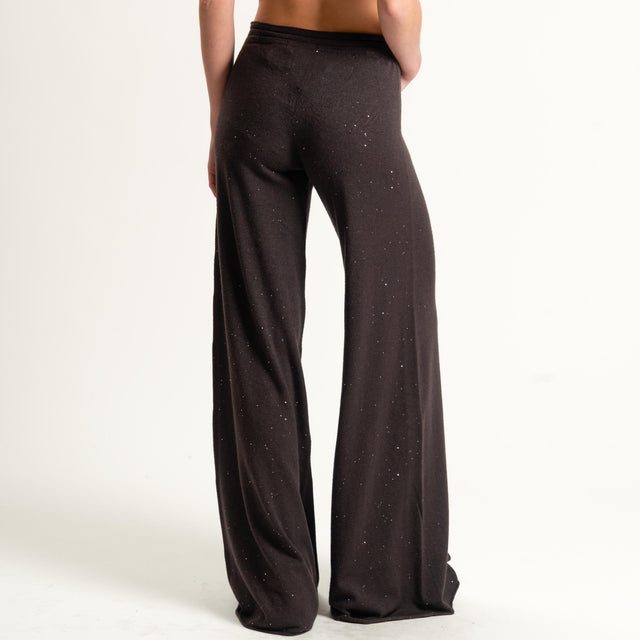 Kontatto-Pantalone con micro paillettes - moro