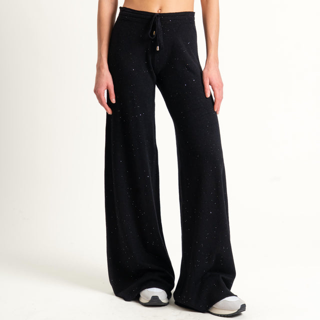 Kontatto-Pantalone con micro paillettes - nero
