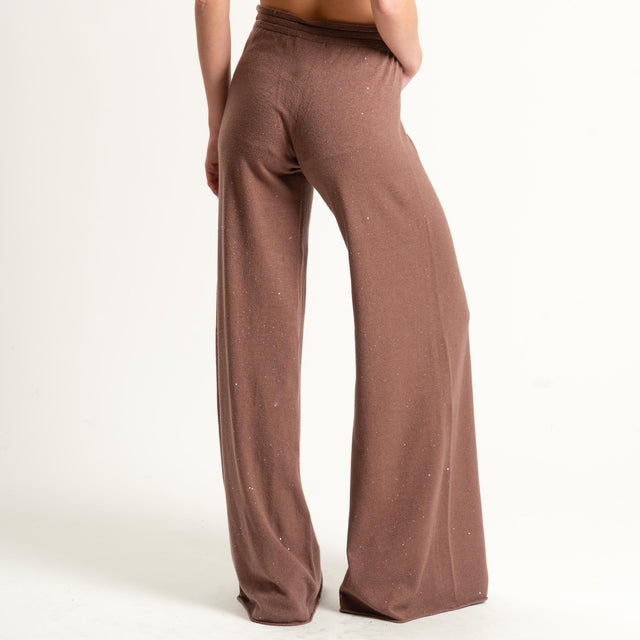 Kontatto-Pantalone con micro paillettes - nocciola