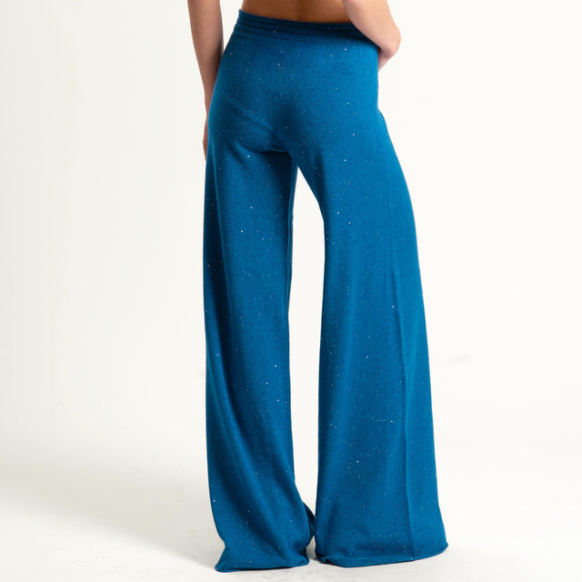 Kontatto-Pantalone con micro paillettes - ottanio