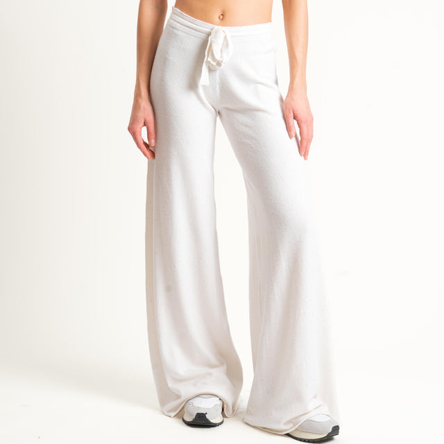 Kontatto-Pantalone con micro paillettes - panna