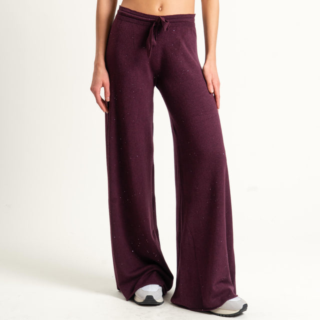 Kontatto-Pantalone con micro paillettes - melanzana