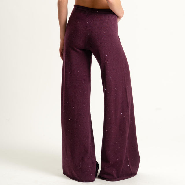 Kontatto-Pantalone con micro paillettes - melanzana