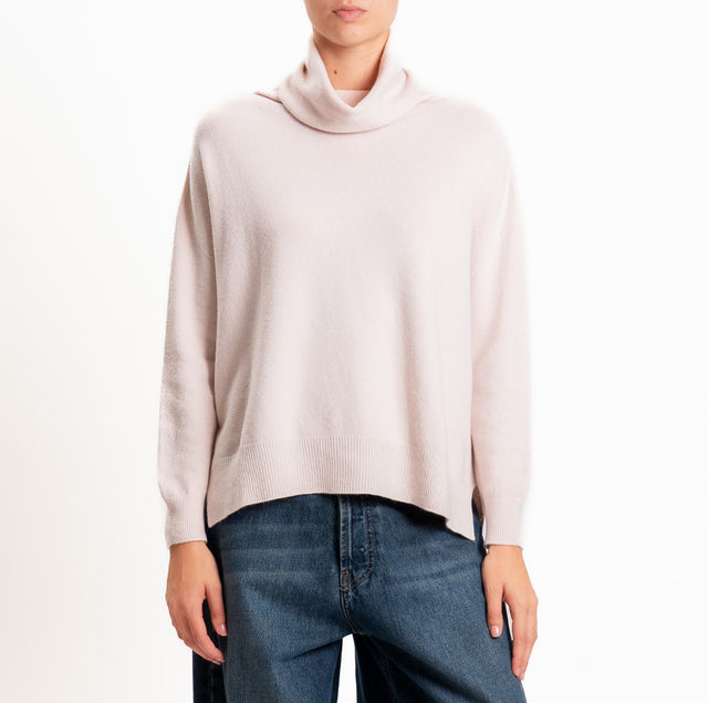 Kontatto-Maglia QS collo alto spacchi laterali - rosa