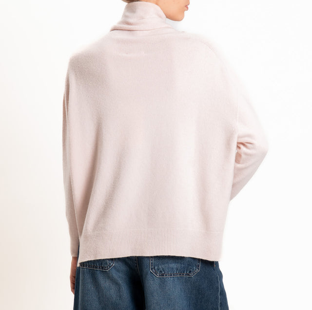 Kontatto-Maglia QS collo alto spacchi laterali - rosa