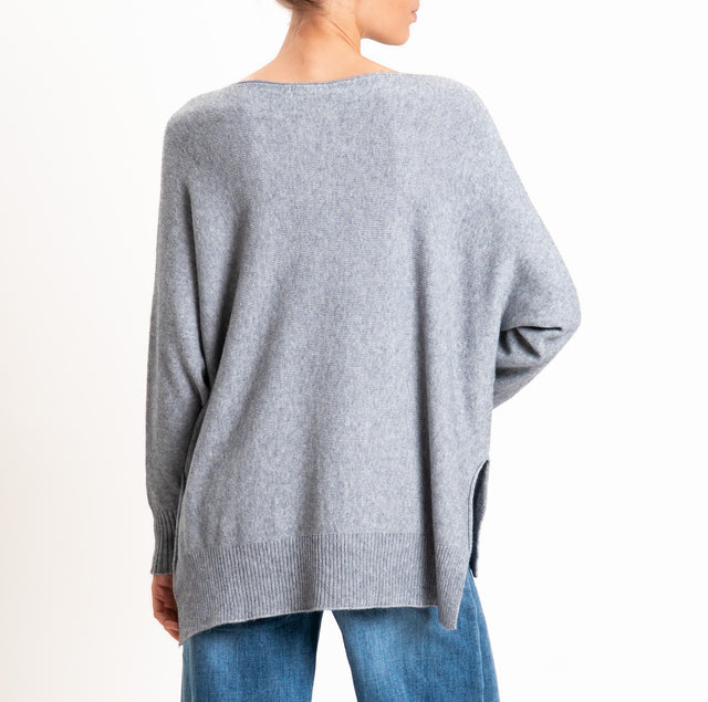 Kontatto-Maglia QS scollo barca spacchi laterali - grigio melange
