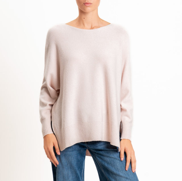 Kontatto-Maglia QS scollo barca spacchi laterali - rosa