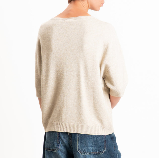 Kontatto-Maglia QS girocollo mezza manica - beige