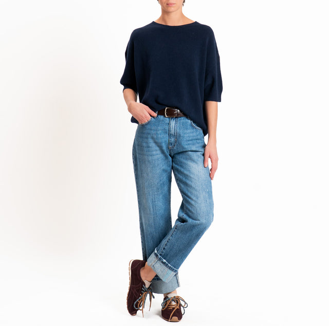 Kontatto-Maglia QS girocollo mezza manica - blu