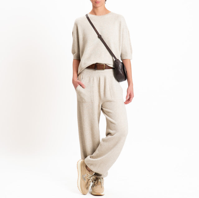 Kontatto-Pantalone QS in maglia con tasche - beige