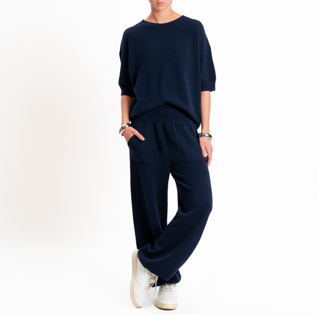 Kontatto-Pantalone QS in maglia con tasche - blu