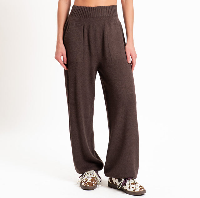 Kontatto-Pantalone QS in maglia con tasche - moka