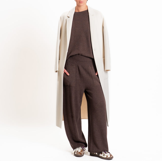 Kontatto-Pantalone QS in maglia con tasche - moka